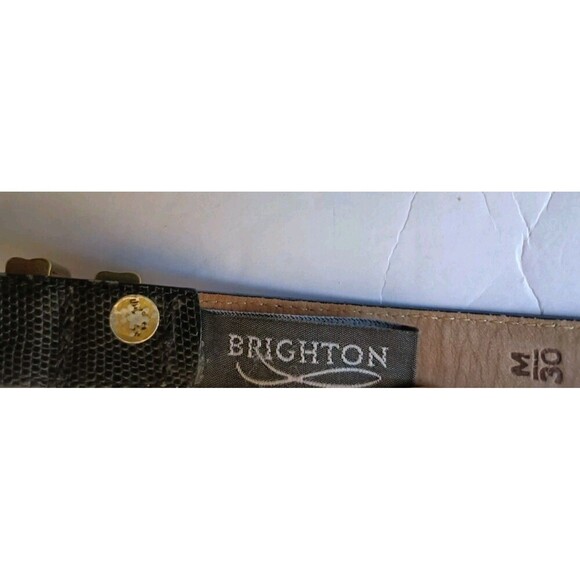 Brighton Classics Black Snake Print Leather Belt Gold Silver Buckle Medium 30 main image 4